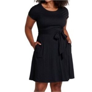 Toad&Co Black Cue Wrap Fit & Flare Tencel Organic Cotton Outdoor Dress